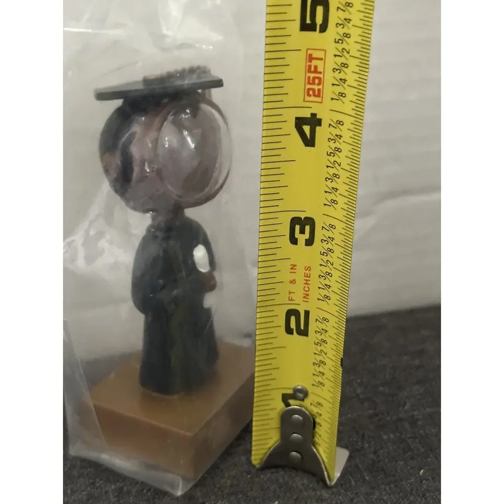 Graduation Photo Holder Bobblehead Male Black Gown Diploma Picture Frame 4.5”